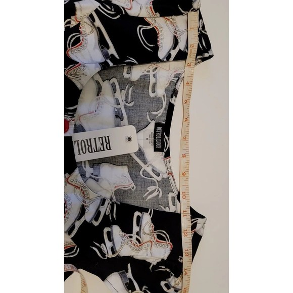 MODCLOTH RETROLICIOUS Vintage Style Medium ICE SKATES DRESS Black/White/Red NWT - Picture 9 of 12